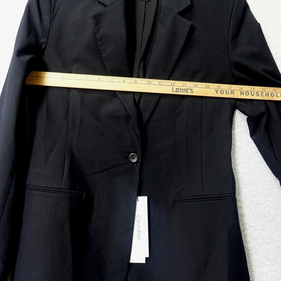 Calvin Klein Refined Stretch Cinched Blazer Women's Black Beauty - Size 6 - Picture 5 of 11